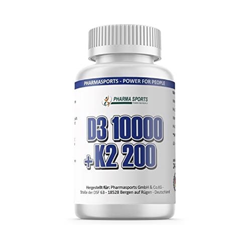 Vitamin D3 + K2 Depot - 240 Tabletten mit 10000 I.E + Vitamin K2 200 mcg pro EINER Tablette - 99,5+% All-Trans