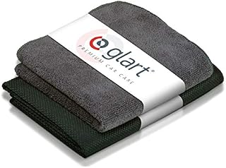 Glart 4432K Set of 2 Microfibre Cloths for Glass Cleaning, Special Fishskin Cloth 60 x 40 cm and Drying Cloth 32 x 32 cm, Shiny Windows, Car Cleaning Equipment