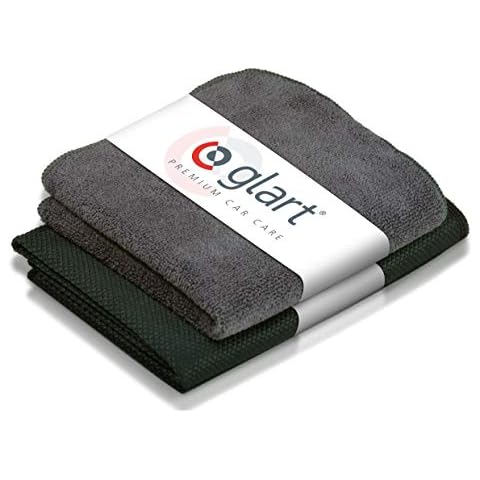Glart 4432K Set of 2 Microfibre Cloths for Glass Cleaning, Special Fishskin Cloth 60 x 40 cm and Drying Cloth 32 x 32 cm, Shiny Windows, Car Cleaning Equipment Cover