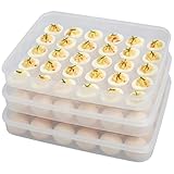 Ferrochef 3 Pack Deviled Egg Containers with Lid, 60 Slot Plastic Egg Holders for Refrigerator, Clear Storage Deviled Eggs Carrier for Party, Picnic, Travel, Camping