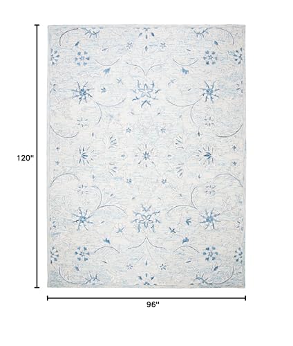 Tapete decorativo handmade de lana 8x10 azul claro y marfil miniatura 2