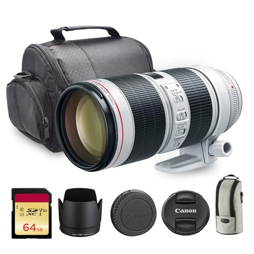 Canon EF 70-200mm f/2.8L is III USM Lens | Professional L-Series Telephoto Zoom with Constant f/2.8 Aperture, Advanced is & Fast USM AF | for Sports & Weddings (3044C002) + 64GB Card + Camera Bag