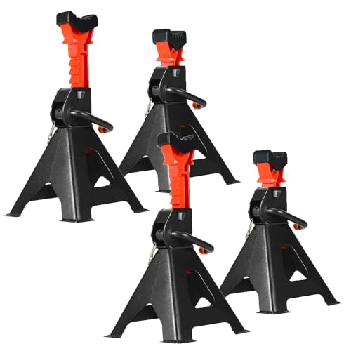 Herrselsam Caballete 3T de capacidad de carga, altura ajustable, 285-430 mm, caballete para coche, con seguridad, para coches, caravanas, caravanas, 2 pares