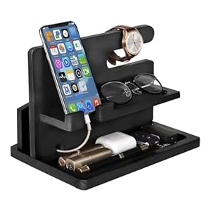 Wooden Bedside Organiser for Men Perfect, Desk Organizer, and Nightstand Dock for Keys, Wallet, Phone, Glasses, and More Dad Birthday Nightstand Purse Father Graduation Male Idea