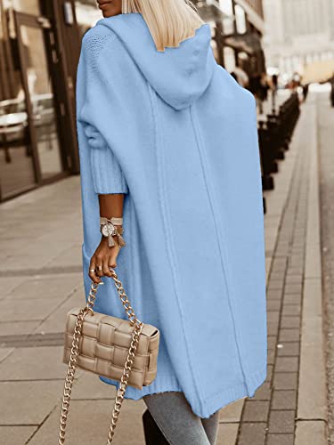 Image of Aoysky Womens Long Cardigans Cable Knitted Open Front Oversized Hooded Outerwear Sweater Coat
