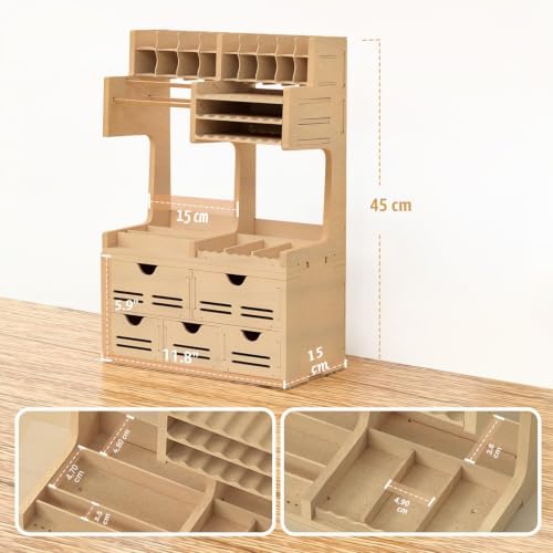 Miniatura 4 de Bucasso Estantería De Plástico Para Modelismo Y Pintura, Estantería Todo En Uno Para Herramientas De Modelismo, Material Mdf, Alicates Almacenamiento De Pintura, Estación De Trabajo De Montaje Gk Plus