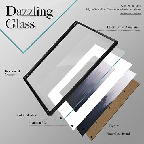 Image of VCK 12X16 Aluminum Black Picture Frames with Real High Definition Glass, 3 Pack Metal Poster Frame with Mat for 8x12 Picture or 12x16 without Mat