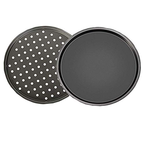 Non-Stick Bakeware 12 Inch Pizza Pan With Holes,Carbon Steel Pizza Baking Pan Cake Pizza Crisper For Home Kitchen Oven Pizza Bakeware, 2-Piece Set #TOP2