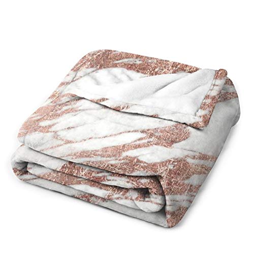 Flannel Fleece Throw Blanket Chic Elegant White And Rose Gold Marble Pattern Pattern Comfortable Air-Conditioned Quilts For Spring Summer Autumn Winter Fade Resistant Bed Blanket For Women Men, 40 X 5 #TOP2