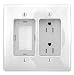 Bryant Electric RR1512W 2-Gang Recessed TV Connection Outlet Plate with 15 Amp 125V Tamper-Resistant Duplex Receptacle with One Pass-Thru Opening, White