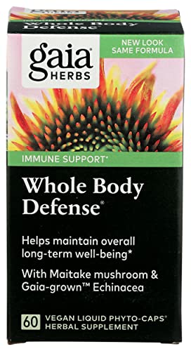 Gaia Herbs Whole Body Defense, Vegan Liquid Capsules, 60 Count - Daily Immune Support and Wellness Formula, Astragalus, Maitake & Organic Echinacea