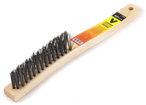 Image of Forney 70522 V-Groove Carbon Steel Wire Brush, with Wood Handle, 13-3 /4-Inch-by-.014-Inch