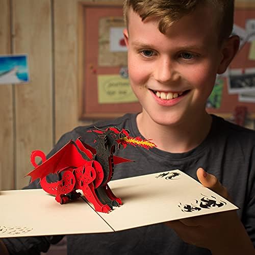 Dragon Pop Up Card by DEVINE Popup Cards | 3D Cards Pop Up Birthday Cards for Women Kids Mum Dad Husband Wife | Pop Up Greeting Cards | Funny 3D Fathers Day Card |Love Father Boy Girl Son Daughter