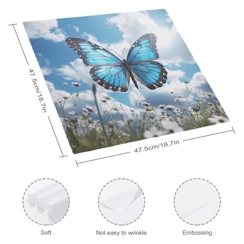 Servilletas de Tela Azul con Mariposas y Nubes 4 unidades miniatura 2