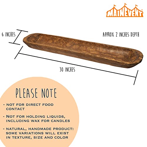 Decorative Wooden Dough Bowls Decor 30 Inch, Rustic Wood Long Dough Bowls, Large Carved Dough Bowls, Long Wooden Bowl, Bread Shaped Bowl, Wooden Large Dough Bowl Centerpieces, Long Bowls Decor #TOP3