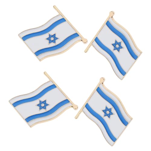 Housoutil 4 y Diseño Elegante de Solapa Bandera de Israel en Metal Blanco, Símbolo Patriótico Versátil para Ropa en Diversas Ocasiones