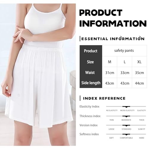 EYNDYN 3 Pack Women's Half Slip Shorts for Under Dresses Pettipants Half Slip Culotte Shorts Split Skirt, Skin,black,white, Large - Image 2