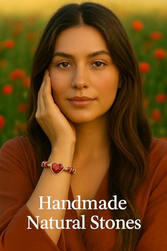 Seven-Chakra Healing Natural Red Heart Gemstone Bracelet - Meditation Energy Spiritual Protection - Mental Health Balance 1-Strands Leather Wrap 1 Piece of Handmade with Premium Gift Box3