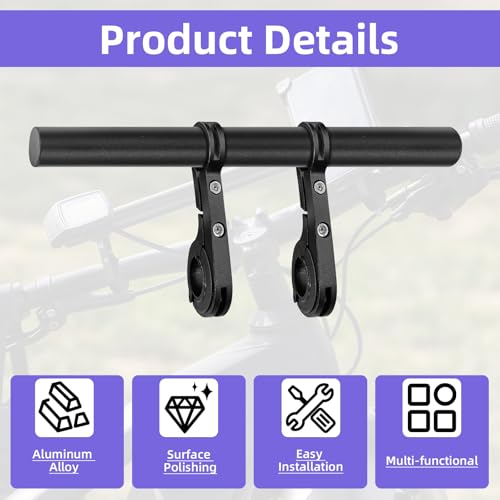 2Pcs Bike Handlebar Extender, 10cm/30cm Bicycle Handlebar Extension with Single and Double Mounting Clamp, Bike Handle Bar Extension Bracket for Holding Motorcycle E-Bike Lamp Speedometer GPS - Thumbnail 4