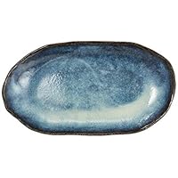 Amazon.co.jp : 萩陶苑 楕円プレート 清玩作 青 0.92 23951 : ホーム