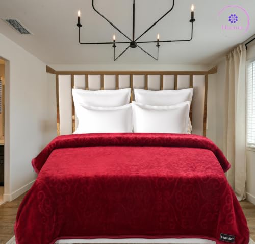 Image of Maroon Double Bed Blanket 500 TC Super Soft Premium Microfiber Blanket, 87 x 85 Inches, Warm & Lightweight Winter Blanket, Soft Cozy AC Blanket, All Season Bed Blanket for Home & Travel