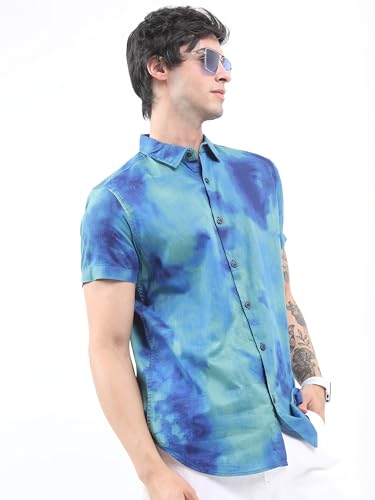 Image of Ketch Men Cotton Slim Fit Printed Half Sleeve Shirt