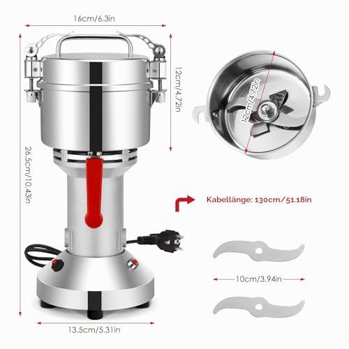 Foto von Kotsy 500g Tragbare Getreidemühle 220 V Hochgeschwindigkeits Schleifmaschine Mehl Pulver Maschine für Kräuter/Gewürze/Nüsse/Getreide mit Überlastschutz