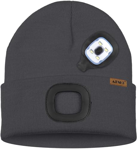 ATNKE Kids LED Lighted Beanie Cap,USB Rechargeable 4 LED Running Headlamp Bright Hat with Light Gifts for Boys and Girls3