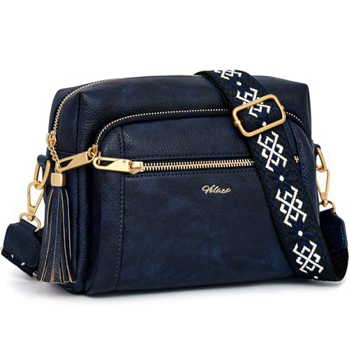 HILAEX Sacs Bandoulière Femme avec Antivol, Sac a Main Femmes Bandoulieres 4 Compartiments, en Cuir PU avec Sangle Réglable et Large Amovible