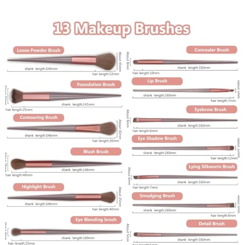 Image of Premium 13-Piece Soft Makeup Brush Set for Face & Eye | Foundation, Blush, Contour & Eyeshadow Brushes | Professional Cosmetic Kit with Travel Pouch