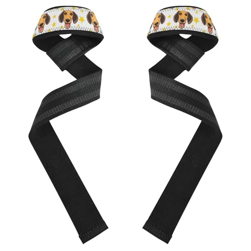 STAYTOP Cute Dog Wrist Straps for Weightlifting,Lifting Straps with Neoprene Cushioned Wrist Padded and Anti-Skid Silicone for Strength Training,Bodybuilding,Deadlifting