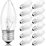 (12pack) 60W Incandescent Torpedo Tip Chandelier - 60W Equivalent Medium E26 Candelabra, TipIncandescent Clear Dimmable Light Bulbs and Medium E26 Base,Transparent Candle Light Bulbs for Chandeliers