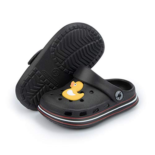 Casazoe Toddler Kids Boys Girls Cute Garden Clogs Water Sandals Slip On Shoes Slipper Slides Lightweight Outdoor Summer Infant Children Beach Pool Play Shoes (Baby/Toddler Kids) Black