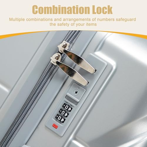 Image of 28 Inch ABS Hard Shell Large Luggage With Combination Lock and Side Hooks, Sliver