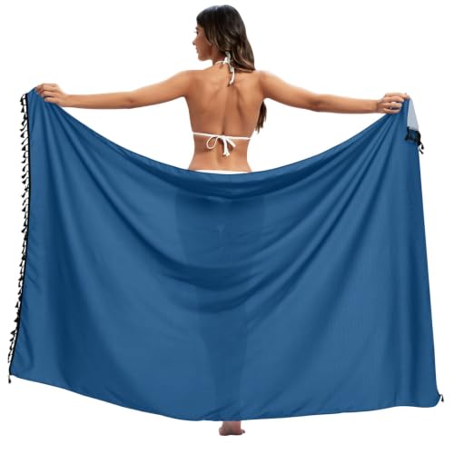 Cubierta de bikini azul prusiano con tejido premium de tacto sedoso