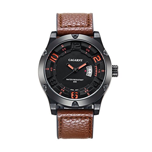 Montre double mouvement LULI quartz en cuir café, le cadeau idéal