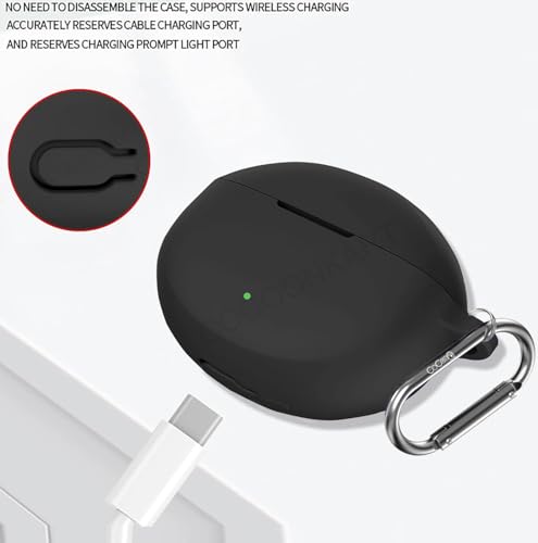 Image of Soft Silicone Case Cover for OnePlus Nord Buds 3 | 3 Pro with Cleaner Kit,Lanyard & 4 Pcs Cable Protectors (Black)