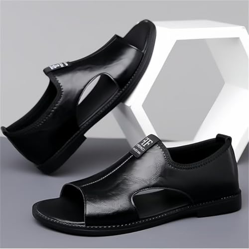 Men's Premium Leather Sandals H-shaped Soft Sliders2