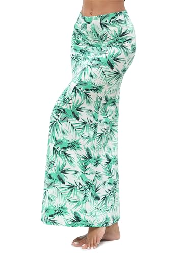 Image of Urban CoCo Women's Stylish Spandex Comfy Fold-Over Flare Long Maxi Skirt