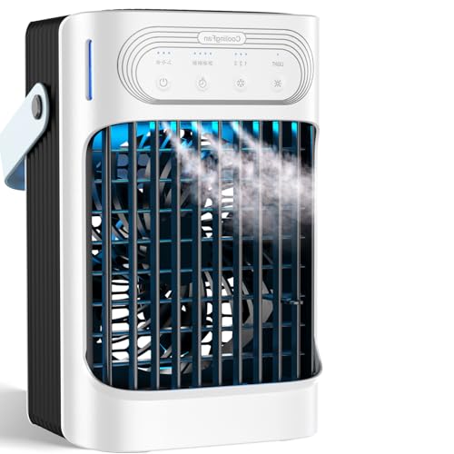 Portable Air Conditioner Cooling Fan with Remote Quiet with 3 Speeds 800ml Personal Air Cooler Fan with 3 Mist 7 Night Light 8H Timer Small Air Conditioner for Bedroom Office (800 Milliliters)