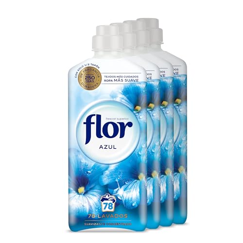 Flor - Suavizante para la ropa concentrado, aroma Azul, 78 dosis pack de 4, 1404ml x4