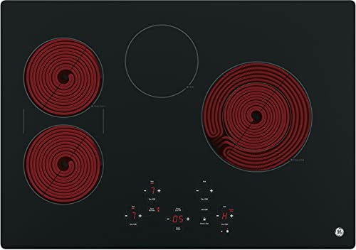 Ge Jp5030Djbb 30 Inch Smoothtop Electric Cooktop With Syncburner, Keep Warm, Digital Touch Controls, 4 Radiant Elements, Built-In Timer, Melt Setting, Ada Compliant Fits Guarantee #TOP1
