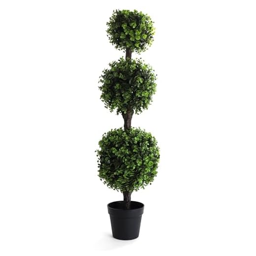 Bornbridge Artificial Boxwood Topiary Ball Tree - 4' Boxwood Ball Tree - Indoor/Outdoor Topiary Trees - Boxwood Artificial Outdoor Plants - Lifelike Wintergreen Boxwood Plant (2 Pack)