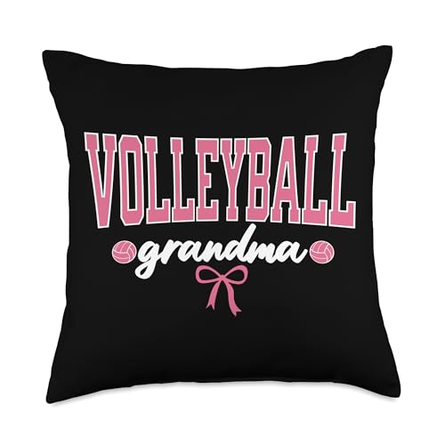 Volleyball Grandma For Women Pink Bow Volleyball Nana Mimi Throw Pillow