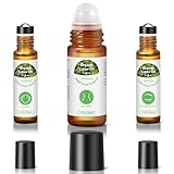 Leczhmyo Organic Castor Oil Roll on for Belly, Face, Body, Under Eyes– Certified Organic, Cold Pressed, Hexane Free, Unrefined – 3 Glass Bottle Pure Roller Ball Castor Oil to Moisturize Skin, Lips