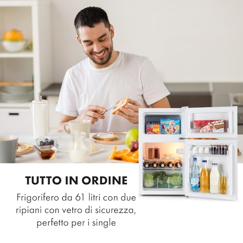Klarstein Big Daddy Cool - Frigorifero Congelatore, Classe E, Congelatore sulla Parte Superiore, Silenzioso, Capacità: 83 L, Frigorifero: 61 L, Congelatore: 22 L, Bianco - 4