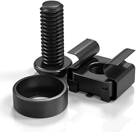 XOOL 50 PCS M6 x16mm Rack Mount Cage Nuts, Screws and Washers for Rack Mount Server Cabinet,Rack Mount Server Shelves,Routers,Rack Mount Screws and Square Insert Nuts,Self-Locking Cable Ties for Free