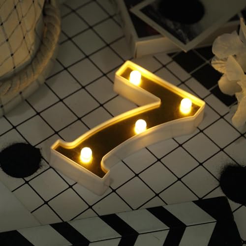 Image of Efavormart 6 inch Gold Marquee Number 7, Mirror Front Warm White LED Light Up 3D Sign, Battery Operated 72H Glow for Wedding Party & Wall Decor