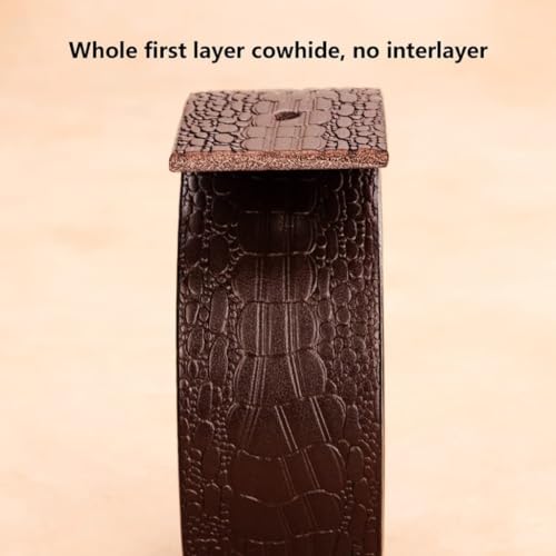 Classic Crocodile Pattern Leather Belt 1.5" Men's Jeans Work Dress Belt with Solid Copper Pin Buckle, Reversible Design4
