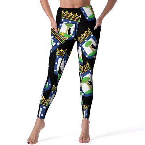 Madrid Coat of Arms Yoga Pants with Pockets